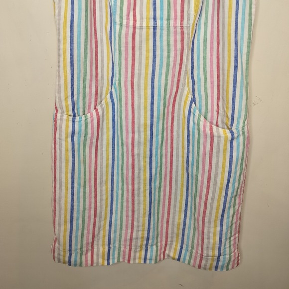 Boden Linen Rainbow Stripe Dress w/ Pockets - Picture 3 of 12